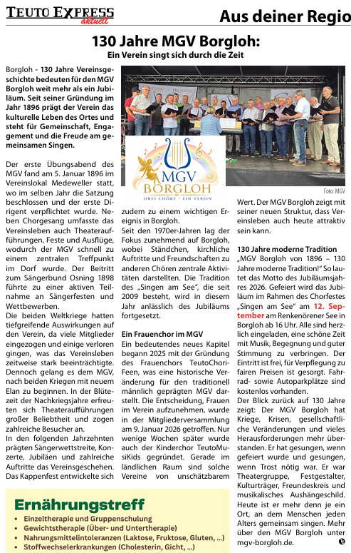 Der MGV im TeutoExpress